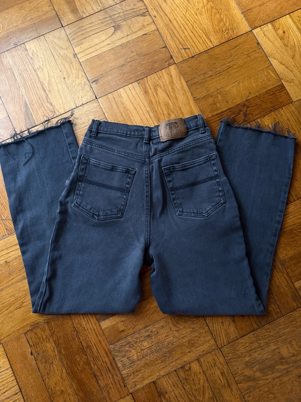 Route 66 High-Rise Black Raw Hem Jeans